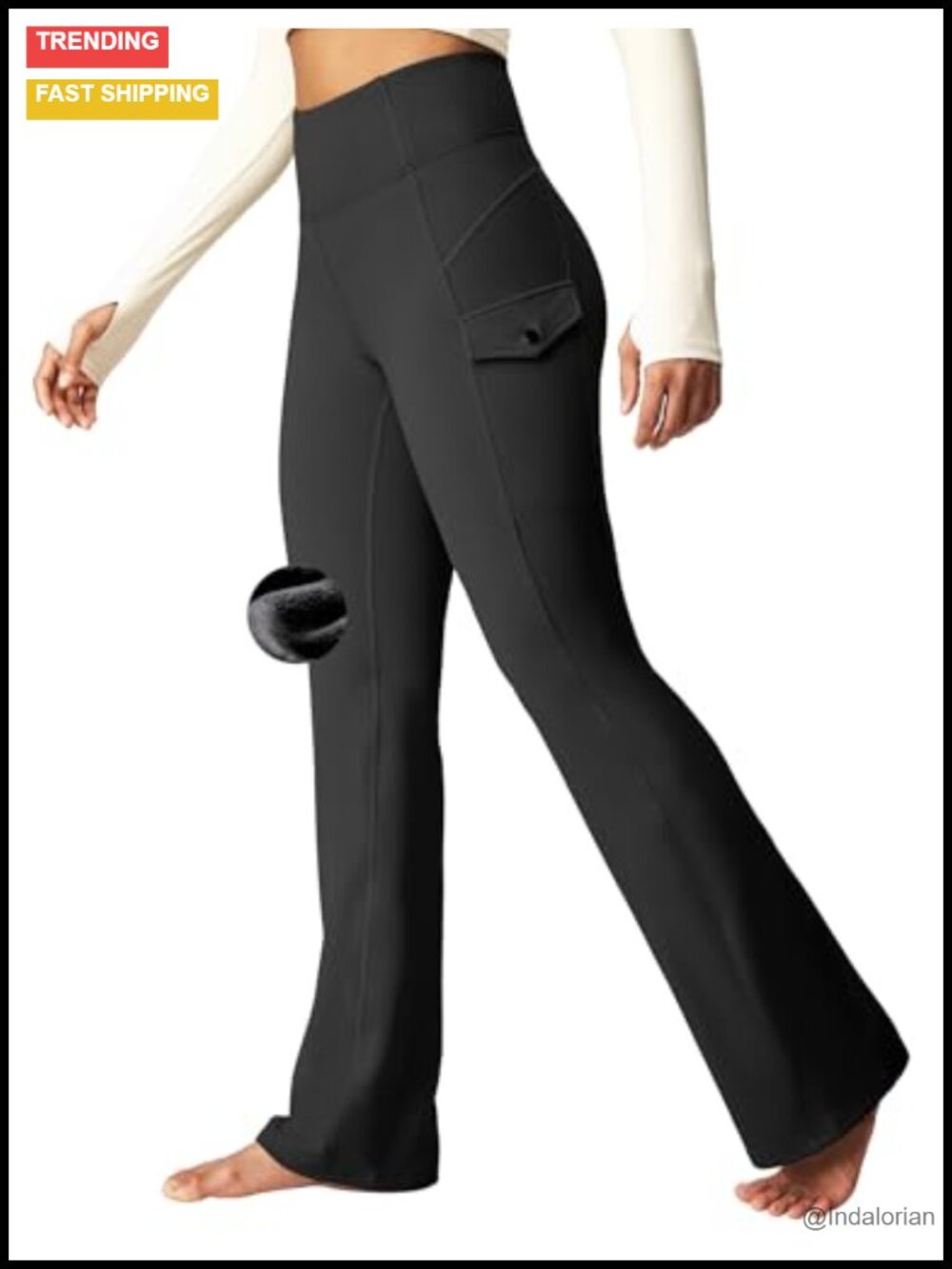 Women's Fleece Lined Cargo Pants Waterproof Hiking Thermal Wide Leg Winter